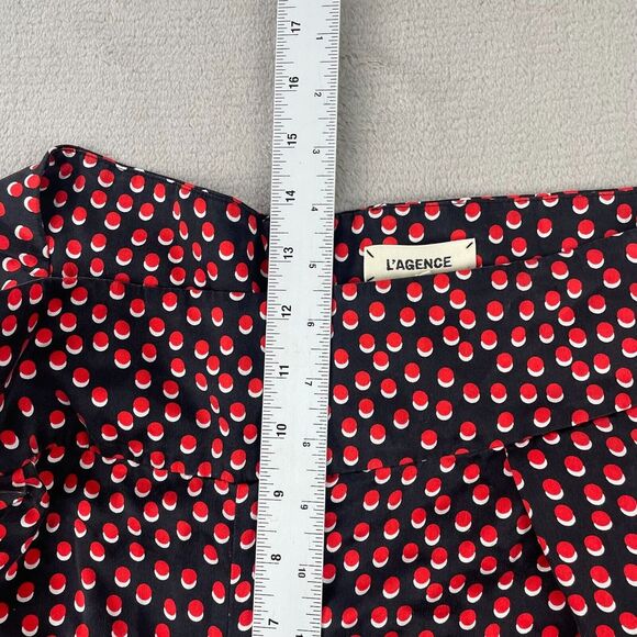 L'AGENCE Abrinne Pants Women 10 Black‎ Multi 100% Silk Hidden Back Zip Designer - Picture 13 of 16